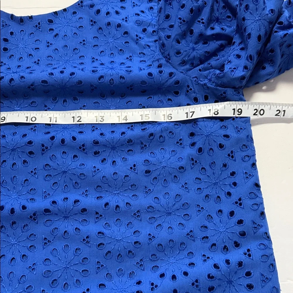 Lilly Pulitzer Shaila Top Baha Blue Eyelet Lined Blouse with puff sleeves Small